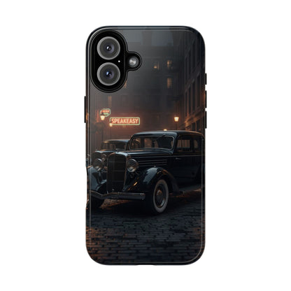 Vintage Classic Car Phone Case | Retro Noir Aesthetic | 1930s Street Scene Tough Case for iPhone & Samsung