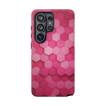 Hot Pink Hexagon Phone Case | Honeycomb Geometric Aesthetic | Cute Pink iPhone & Samsung Tough Protective Case