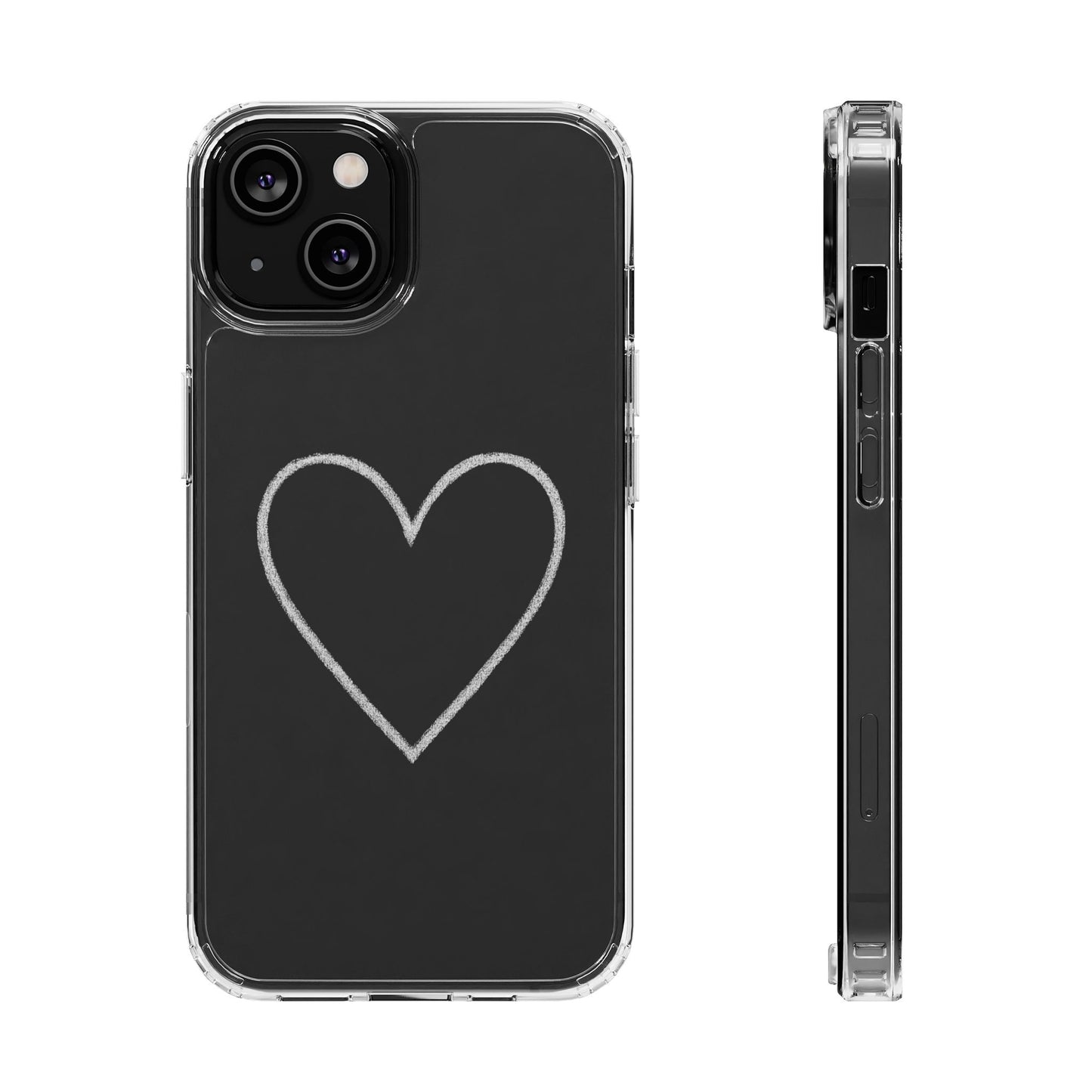 Minimal Hand-Drawn Heart Clear Phone Case | Aesthetic Clear Protective Case