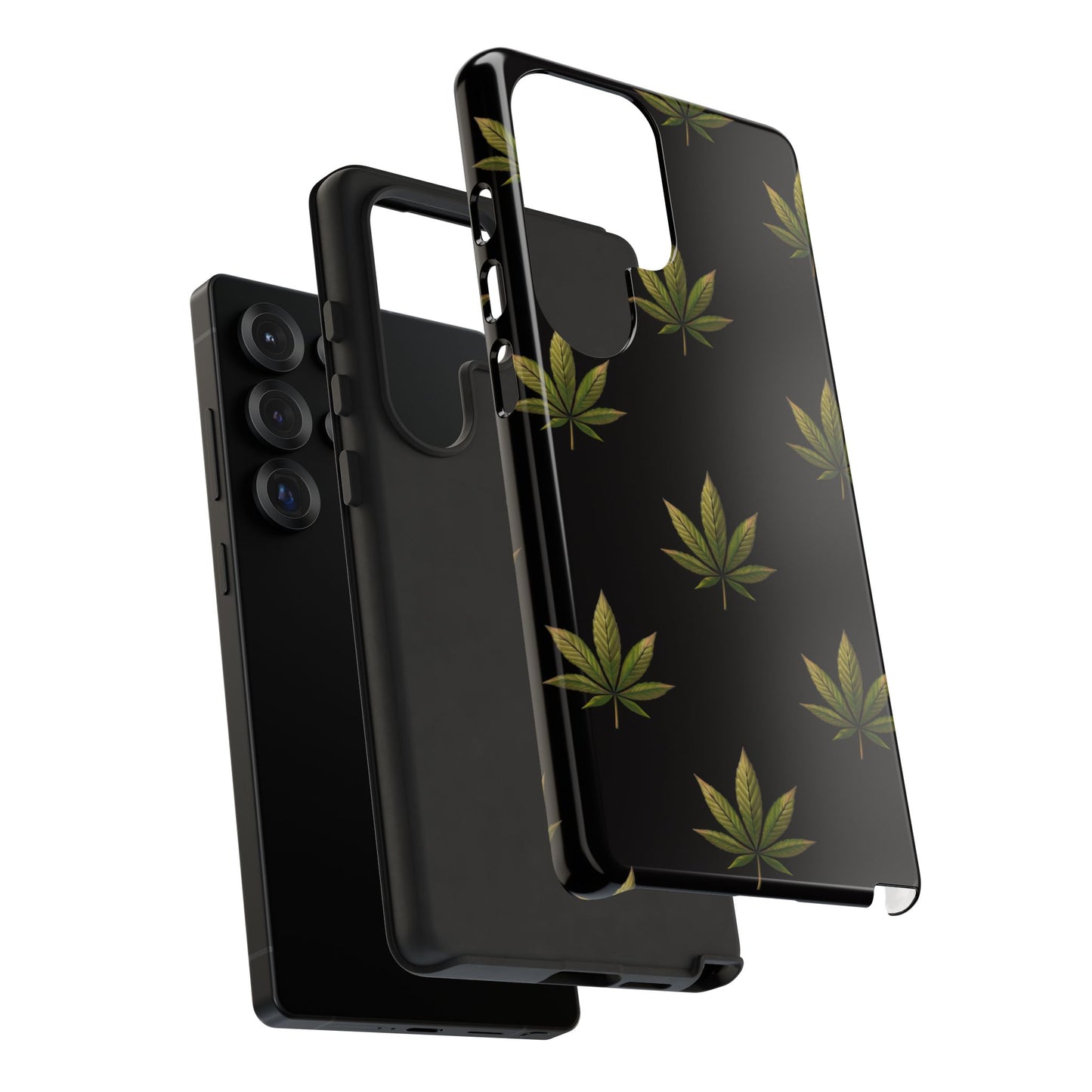 Cannabis Leaf Phone Case Green Weed Leaf Pattern Tough Protective Cover