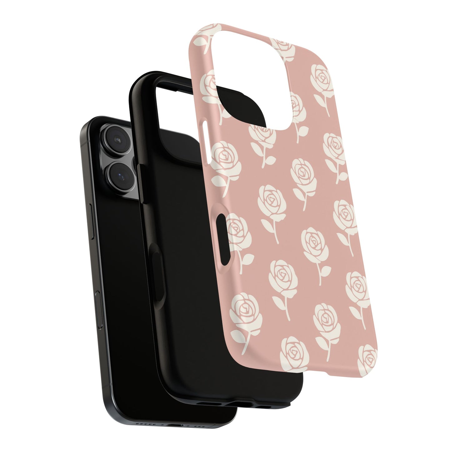 White Rose Pattern Tough Phone Case | Elegant Floral Aesthetic Case for Iphone, Samsung Galaxy and Pixel