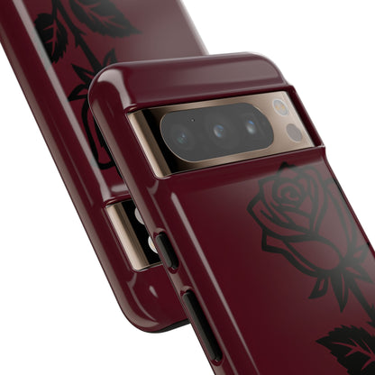 Black Rose Burgundy iPhone Case | Dark Aesthetic Shockproof Protective Cover