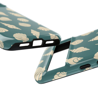 Seashell Pattern Phone Case | Teal Coastal Shells Tough Case for Iphone, Samsung Galaxy and Pixel