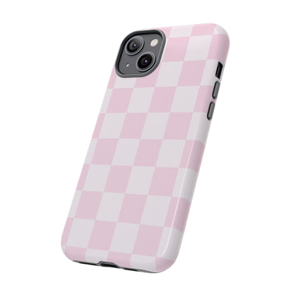 Pink Checkerboard Phone Case | Aesthetic Tough Protective Case