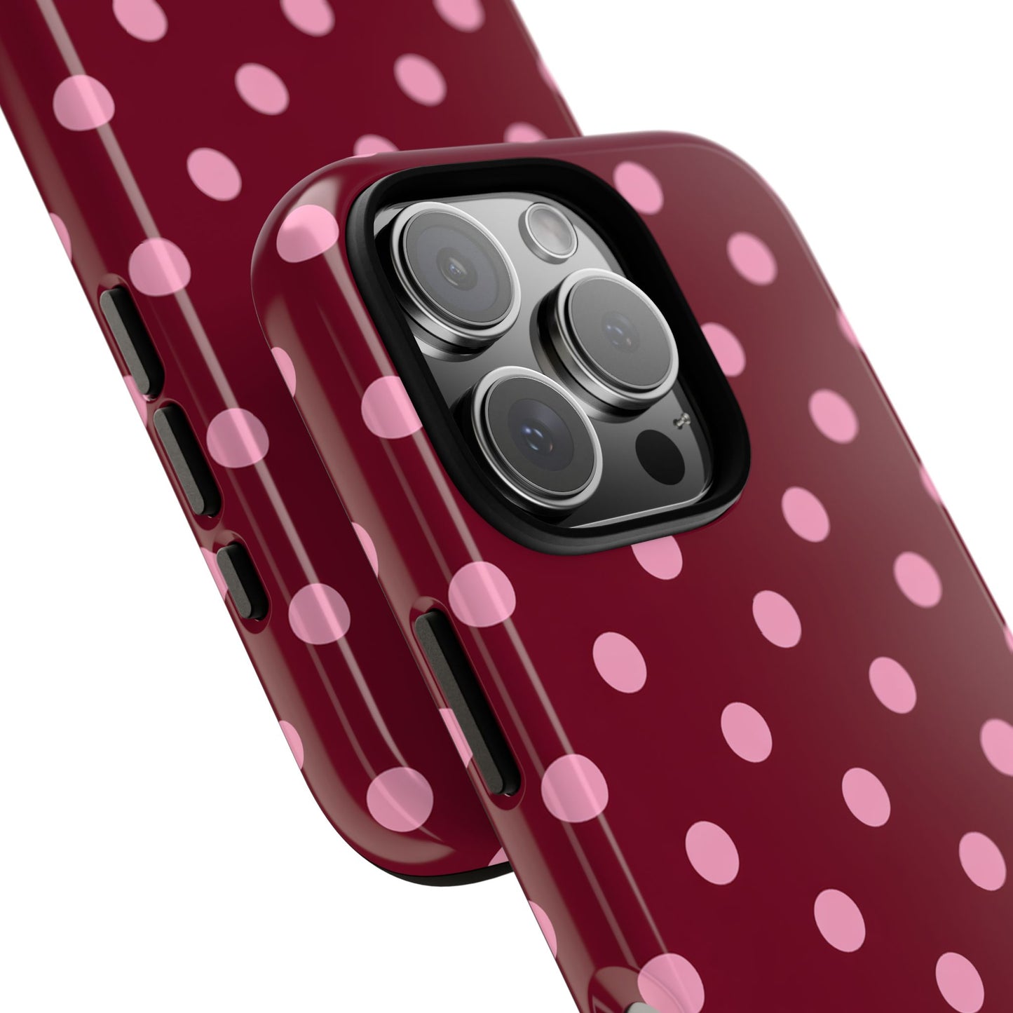 Pink Polka Dot Phone Case – Cute Aesthetic Tough Protective Phone Cover for Iphone, Samsung Galaxy and Pixel