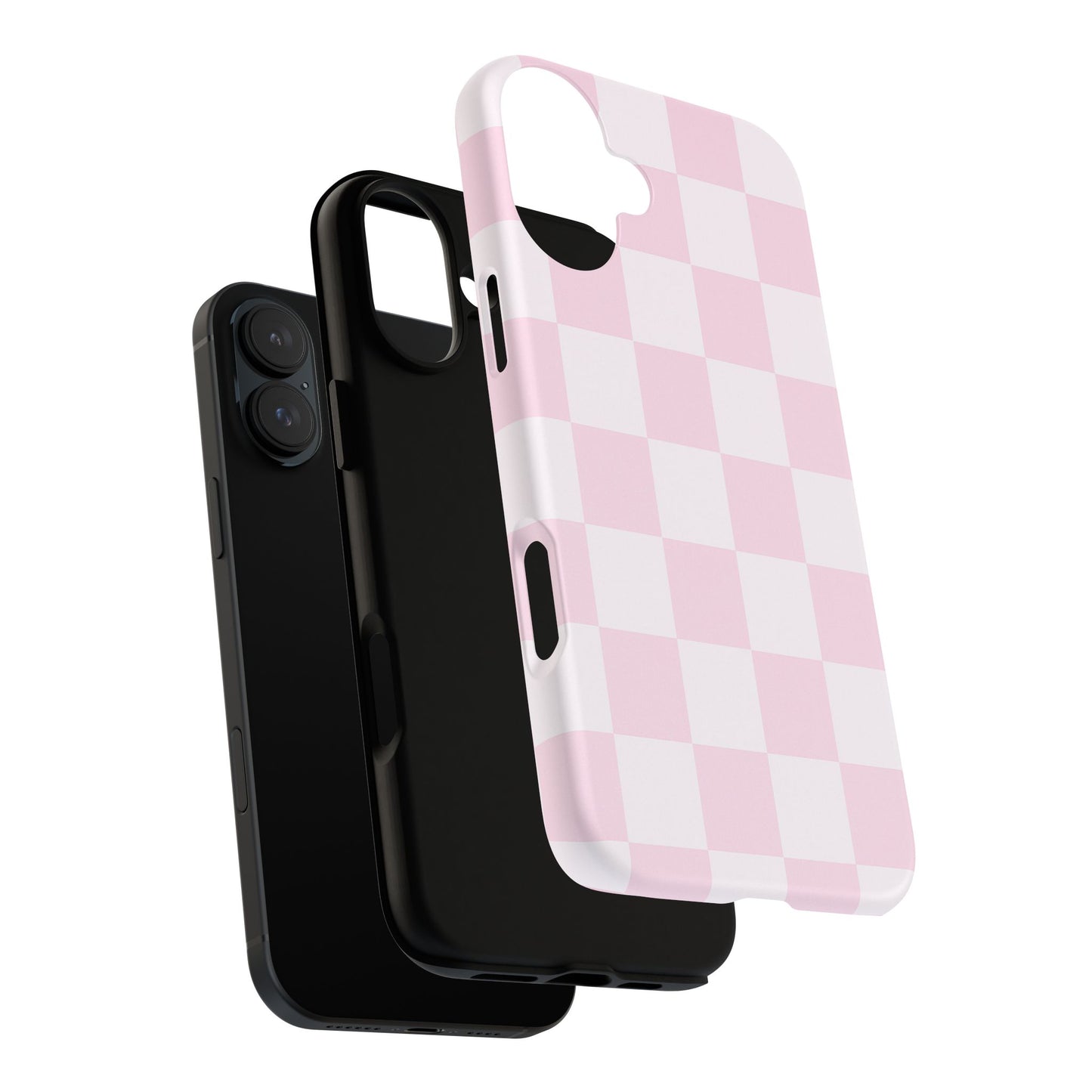 Light Pink Checkerboard Phone Case | Pastel Aesthetic Checkered iPhone & Samsung Tough Case