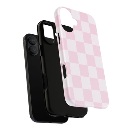 Light Pink Checkerboard Phone Case | Pastel Aesthetic Checkered iPhone & Samsung Tough Case