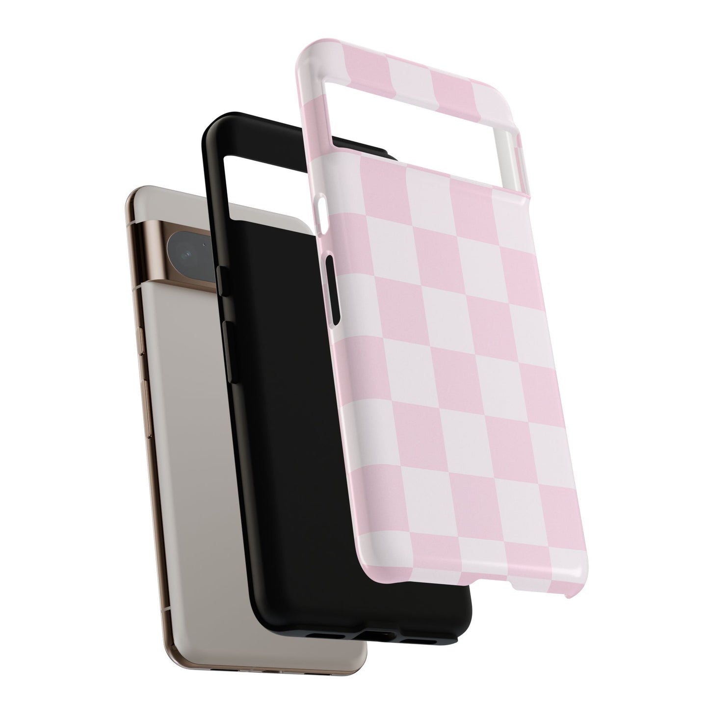 Light Pink Checkerboard Phone Case | Pastel Aesthetic Checkered iPhone & Samsung Tough Case
