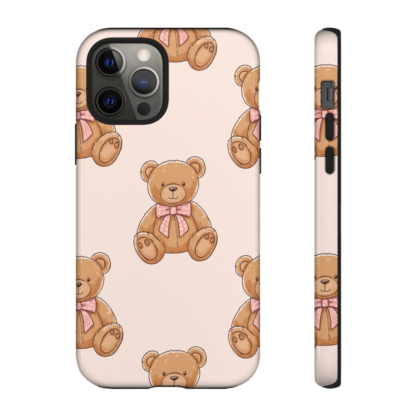 Teddy Bear Phone Case | Cute Coquette Aesthetic Pink Bear Pattern Case | Kawaii Soft Girl iPhone & Samsung Tough Protective Case