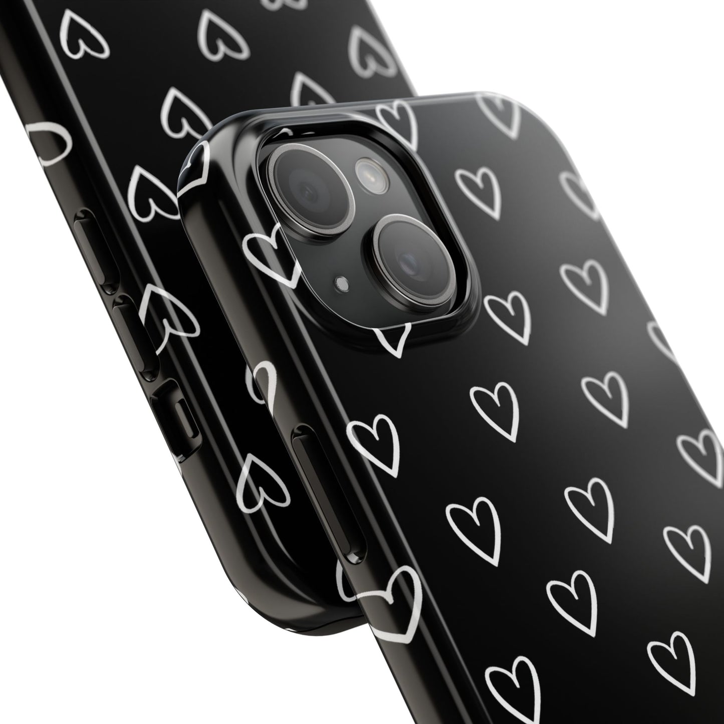 Doodle Heart Phone Case – Minimal Black & White Heart Pattern | Tough Protective Case