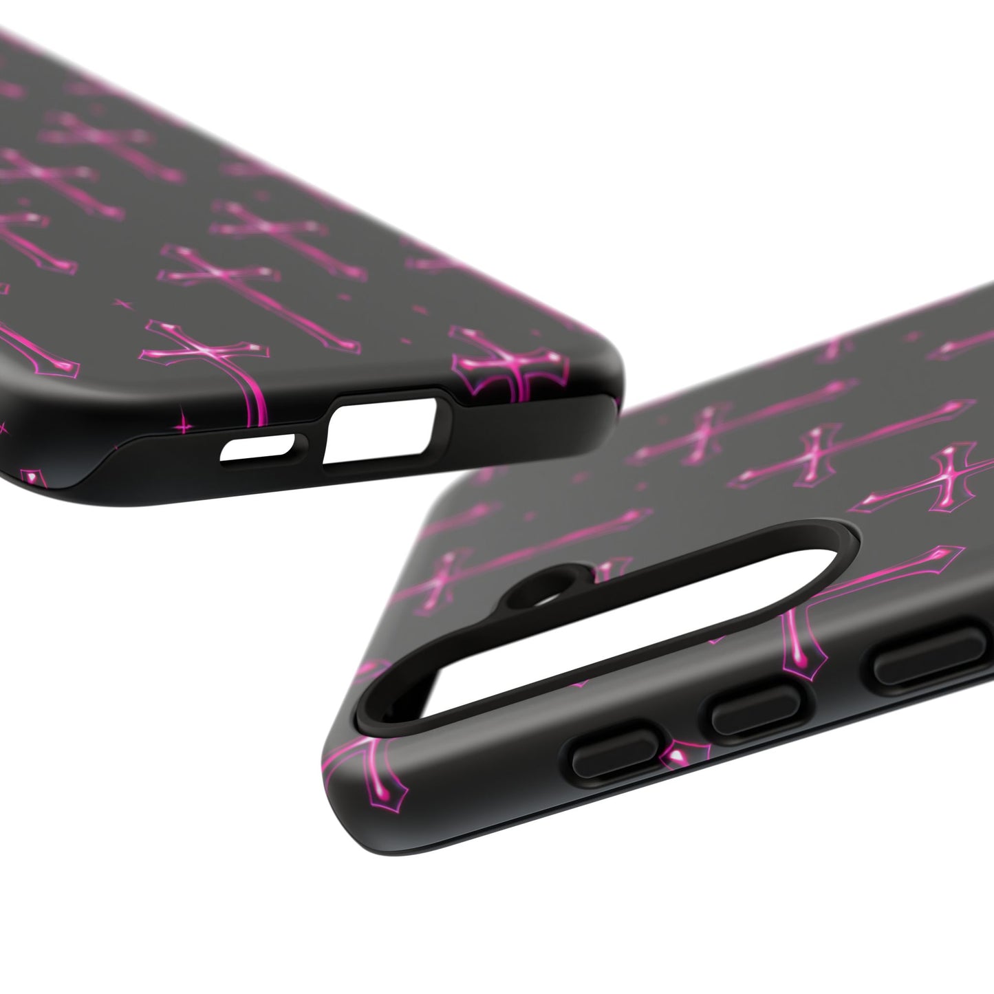 Neon Pink Cross Pattern Phone Case | Tough Protective Case for Iphone, Samsung Galaxy and Pixel
