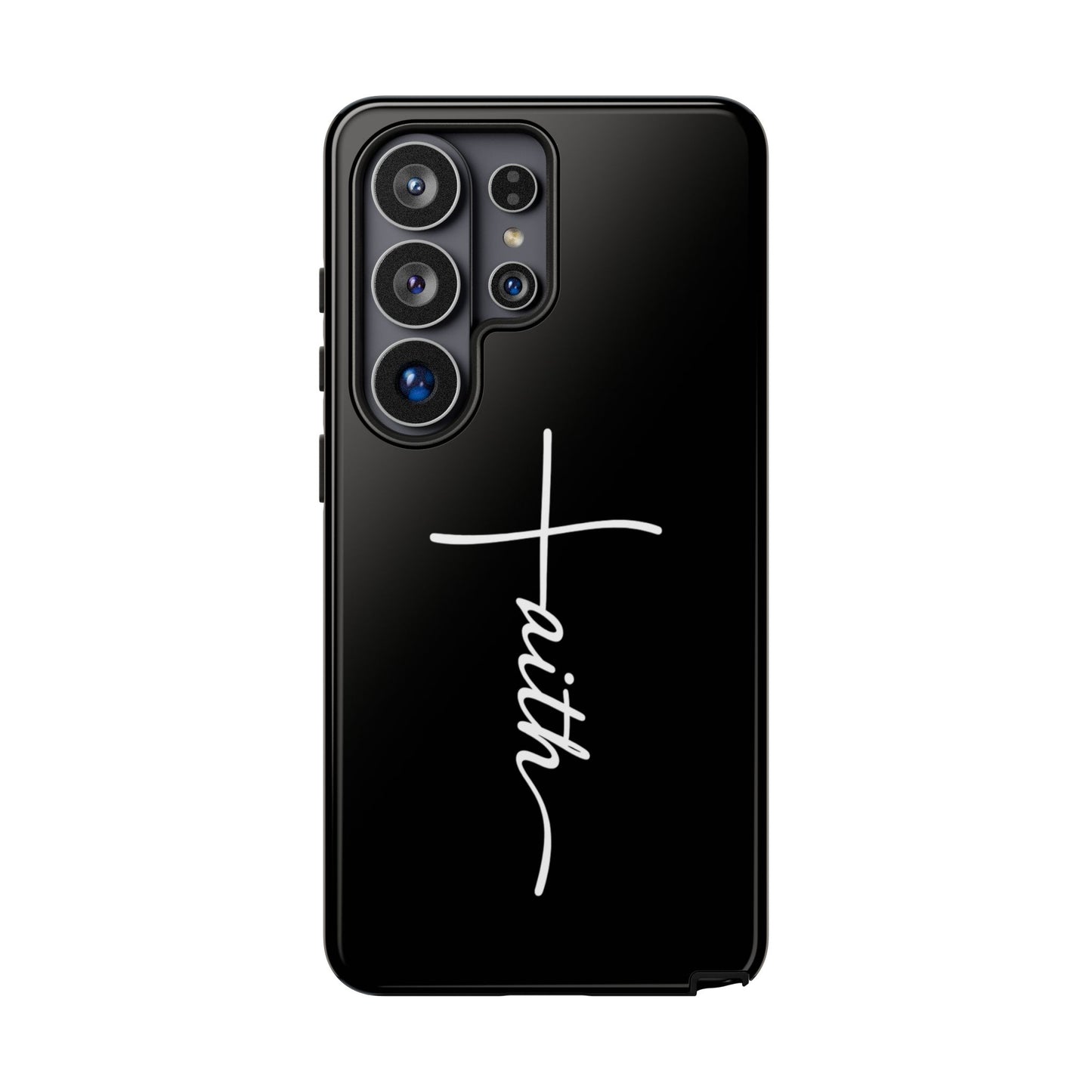 Faith Cross Phone Case, Christian Aesthetic Minimalist Black Matte Case, Religious Gift iPhone Samsung Cover
