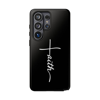 Faith Cross Phone Case, Christian Aesthetic Minimalist Black Matte Case, Religious Gift iPhone Samsung Cover