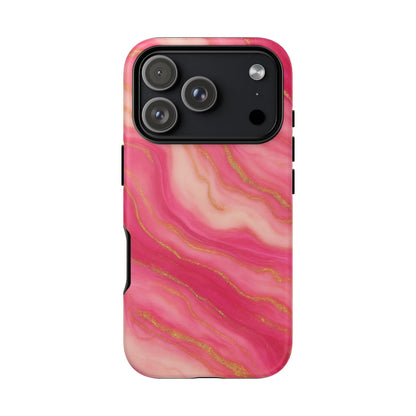 Pink Marble Phone Case | Rose Gold Swirl Aesthetic Tough Protective Case