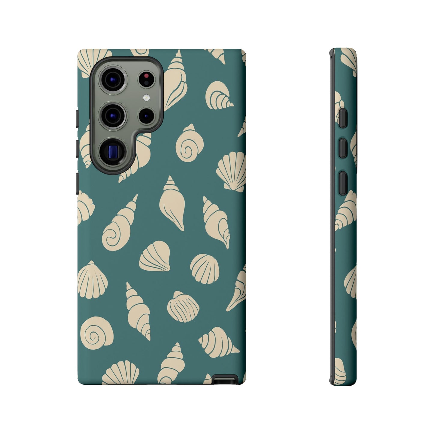 Seashell Pattern Phone Case | Teal Coastal Shells Tough Case for Iphone, Samsung Galaxy and Pixel