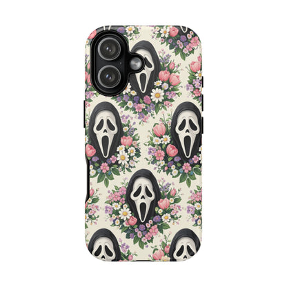 Floral Ghost Face Aesthetic Phone Case – Cute Spooky Tough Cover