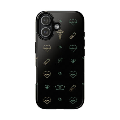 RN Nurse Phone Case – Minimal Medical Icon Pattern Healthcare Worker Tough Case
