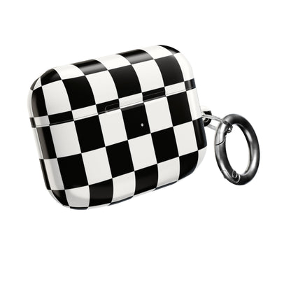 Checkerboard AirPod Case – Black & White Retro Pattern