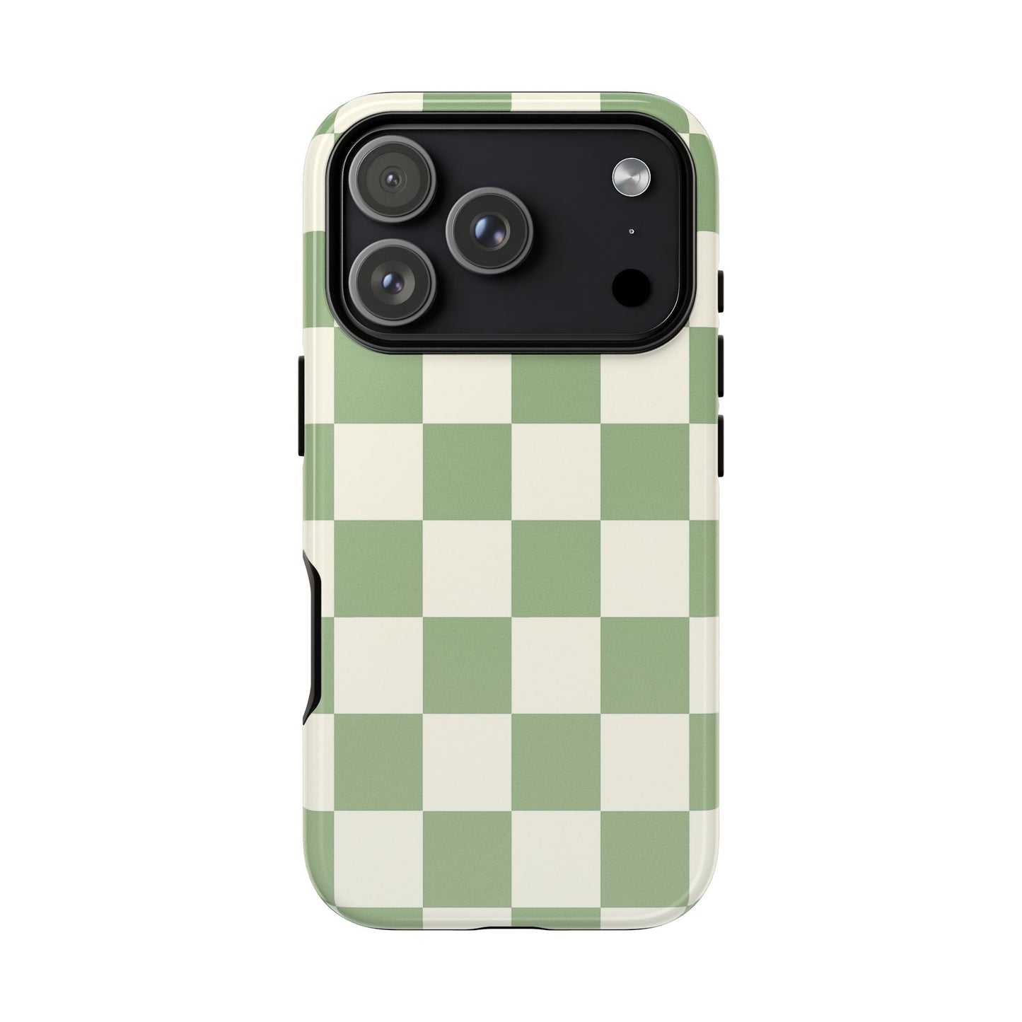 Sage Green Checkerboard Phone Case | Minimal Aesthetic Tough Case