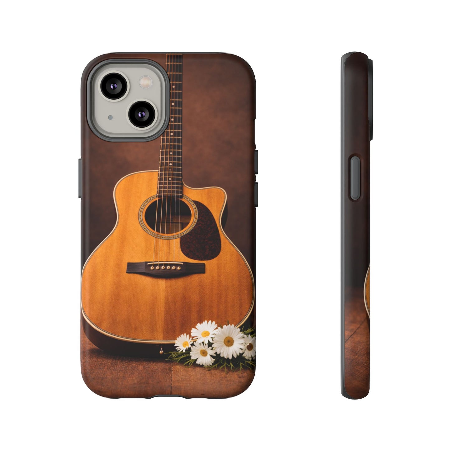 Acoustic Guitar Daisy Phone Case | Rustic Music Lover Tough Cover