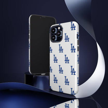 Blue LA Monogram Pattern Phone Case | Minimal Baseball Inspired Tough Cover