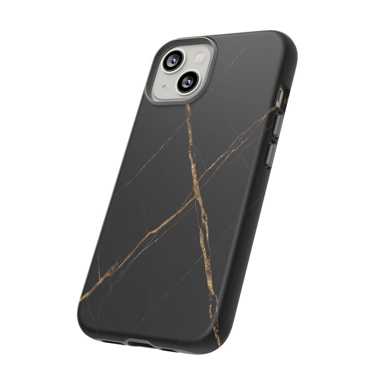 Black Marble Phone Case with Gold Veins – Luxury Minimal Aesthetic Tough Case