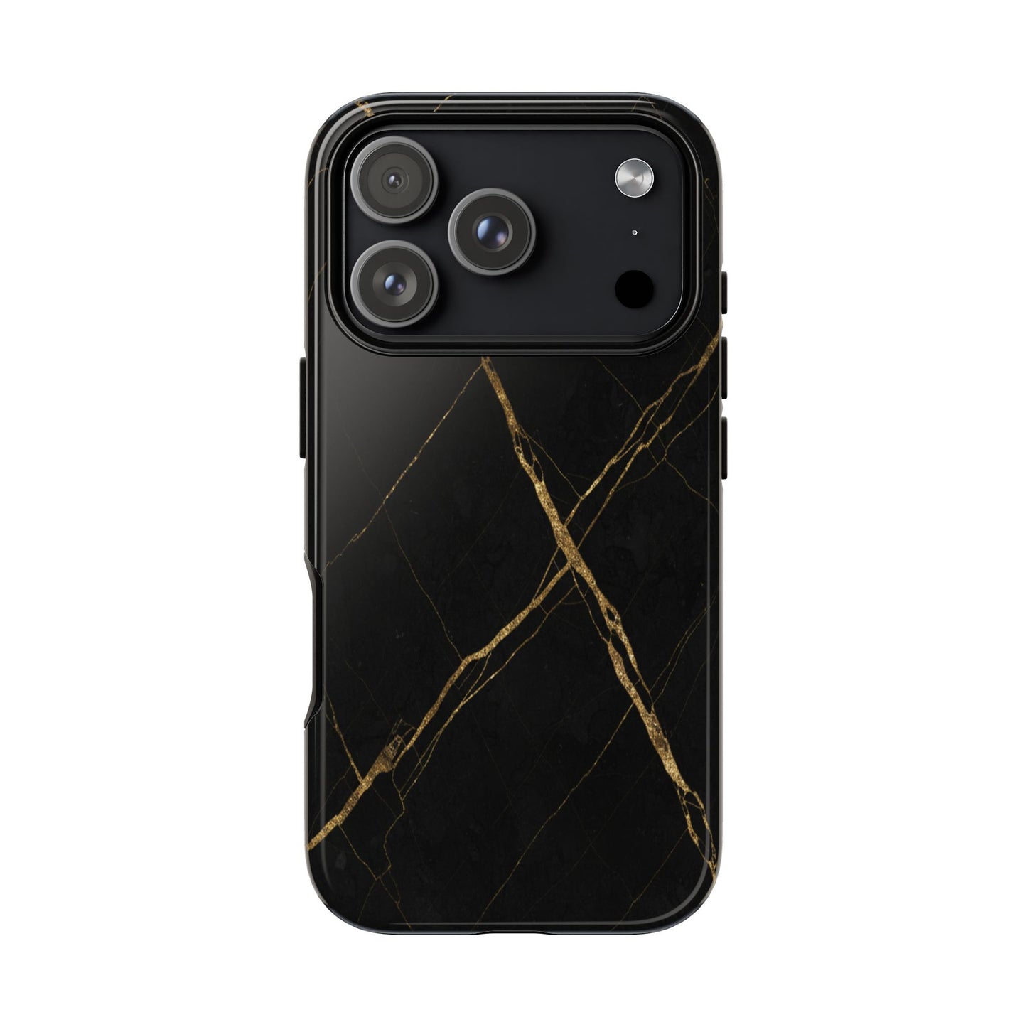 Black Marble Phone Case with Gold Veins – Luxury Minimal Aesthetic Tough Case