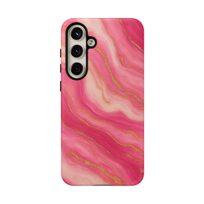 Pink Marble Phone Case | Rose Gold Swirl Aesthetic Tough Protective Case