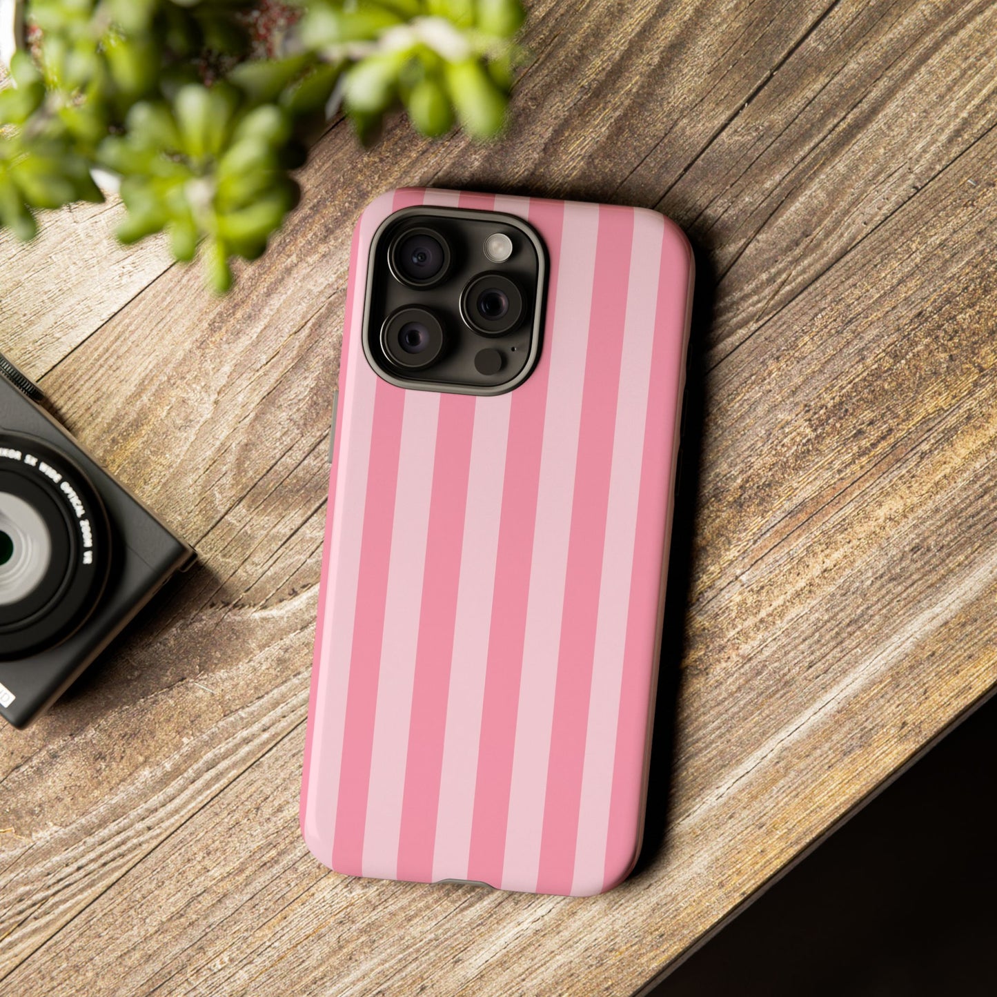 Pink Stripe Phone Case – Pastel Coquette Aesthetic Tough Protective Case