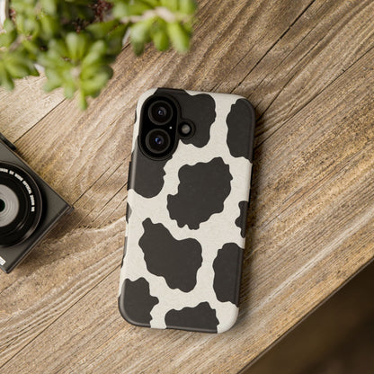 Black & White Cow Print Phone Case | Western Aesthetic iPhone & Samsung Tough Case