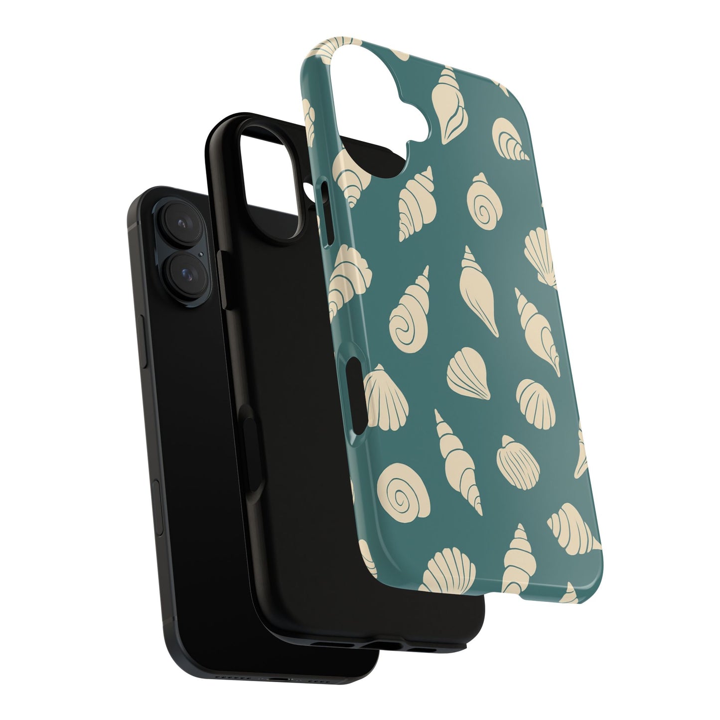 Seashell Pattern Phone Case | Teal Coastal Shells Tough Case for Iphone, Samsung Galaxy and Pixel