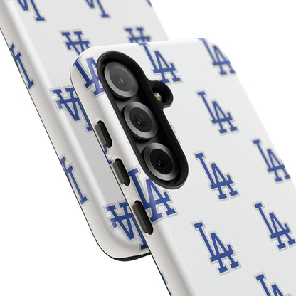 Blue LA Monogram Pattern Phone Case | Minimal Baseball Inspired Tough Cover
