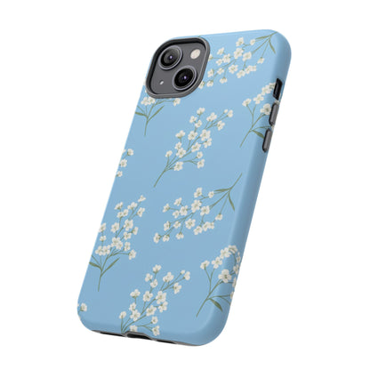 Baby’s Breath Floral Phone Case | Minimal Blue Flower Tough Case