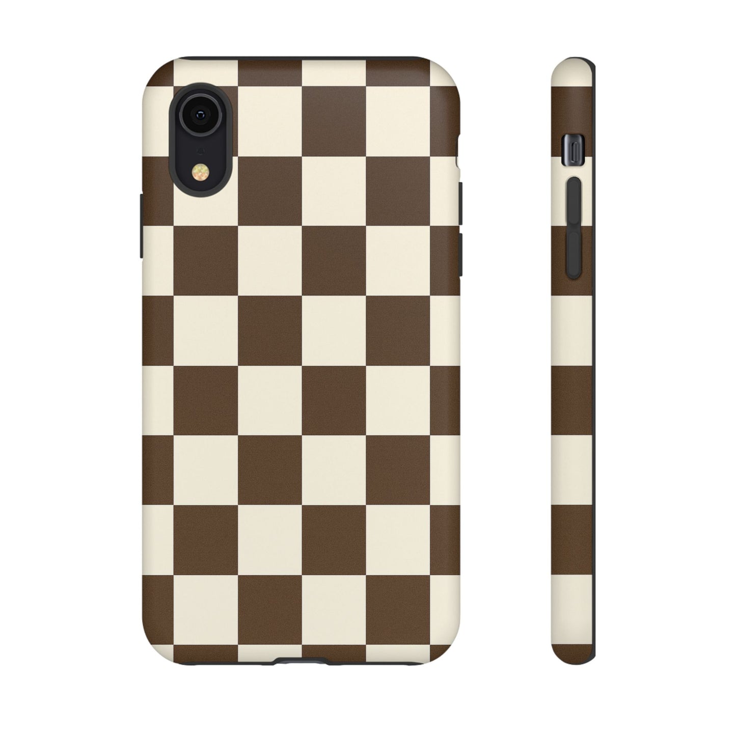 Mocha Checkerboard Phone Case | Neutral Aesthetic Tough Case