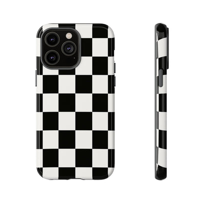 Black & White Checkerboard Phone Case – Classic Aesthetic Tough Protective Case for Iphone, Samsung Galaxy and Pixel