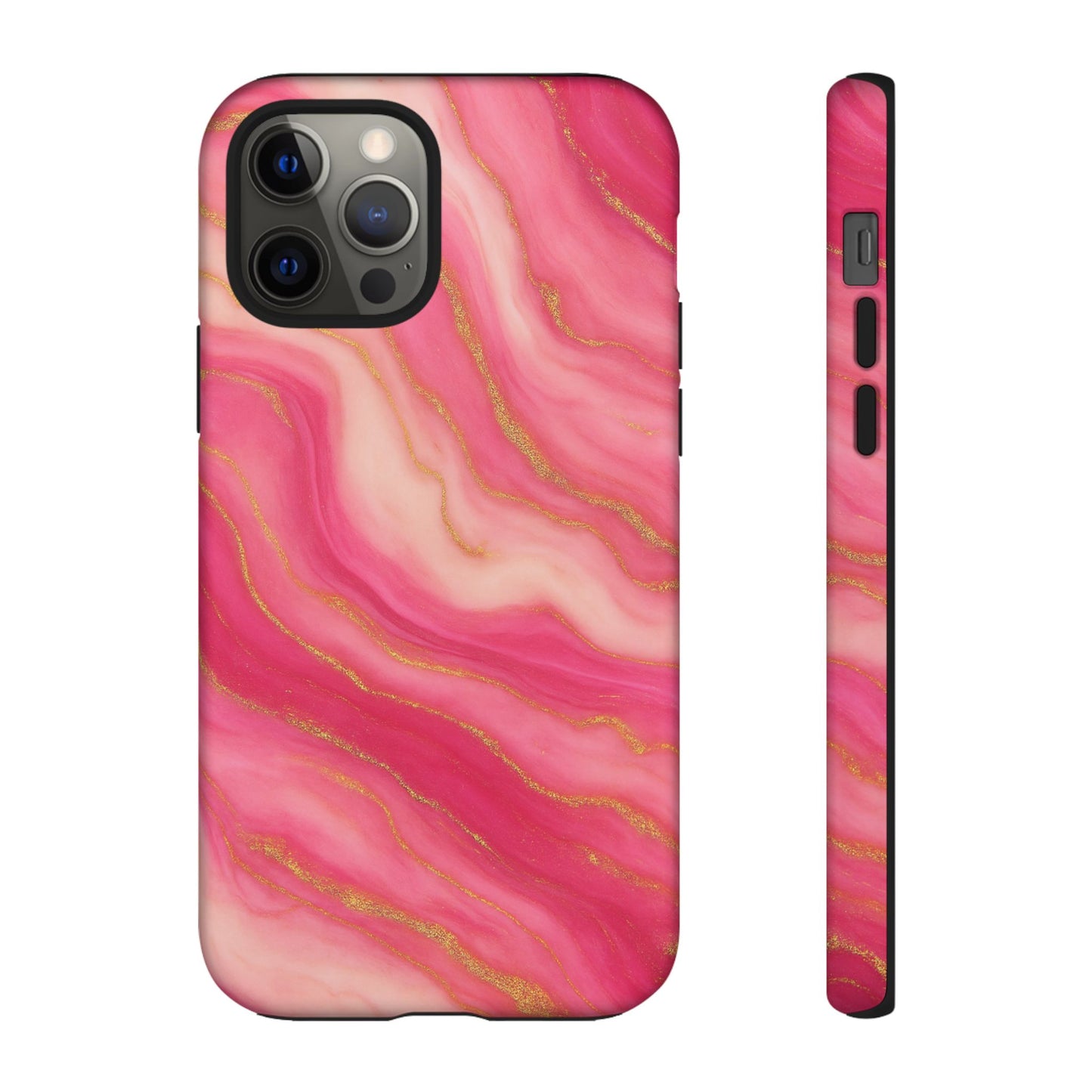 Pink Marble Phone Case | Rose Gold Swirl Aesthetic Tough Protective Case