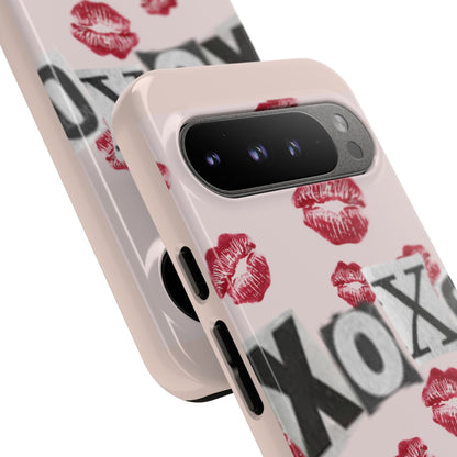 XOXO Kiss Print Phone Case | Coquette Valentine Aesthetic | Cute Pink Lipstick Kiss Tough Case for iPhone & Samsung