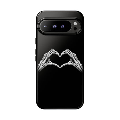 Skeleton Hands Heart Phone Case | Gothic Black Protective Cover