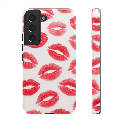 Red Lipstick Kiss Phone Case – Sexy Lip Print Pattern Tough Protective Cover