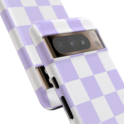 Lavender Checkerboard Phone Case | Pastel Aesthetic Checkered iPhone & Samsung Tough Case