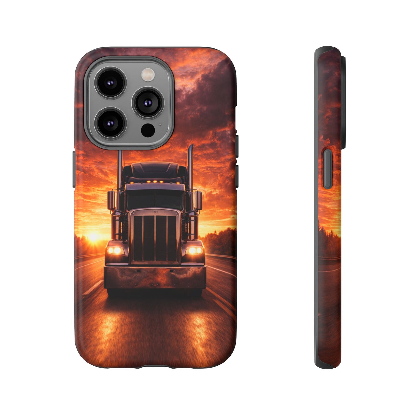 Big Rig Truck Phone Case Sunset Highway Semi Truck iPhone Samsung Cover
