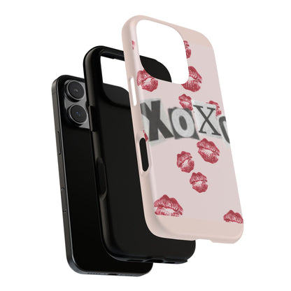 XOXO Kiss Print Phone Case | Coquette Valentine Aesthetic | Cute Pink Lipstick Kiss Tough Case for iPhone & Samsung