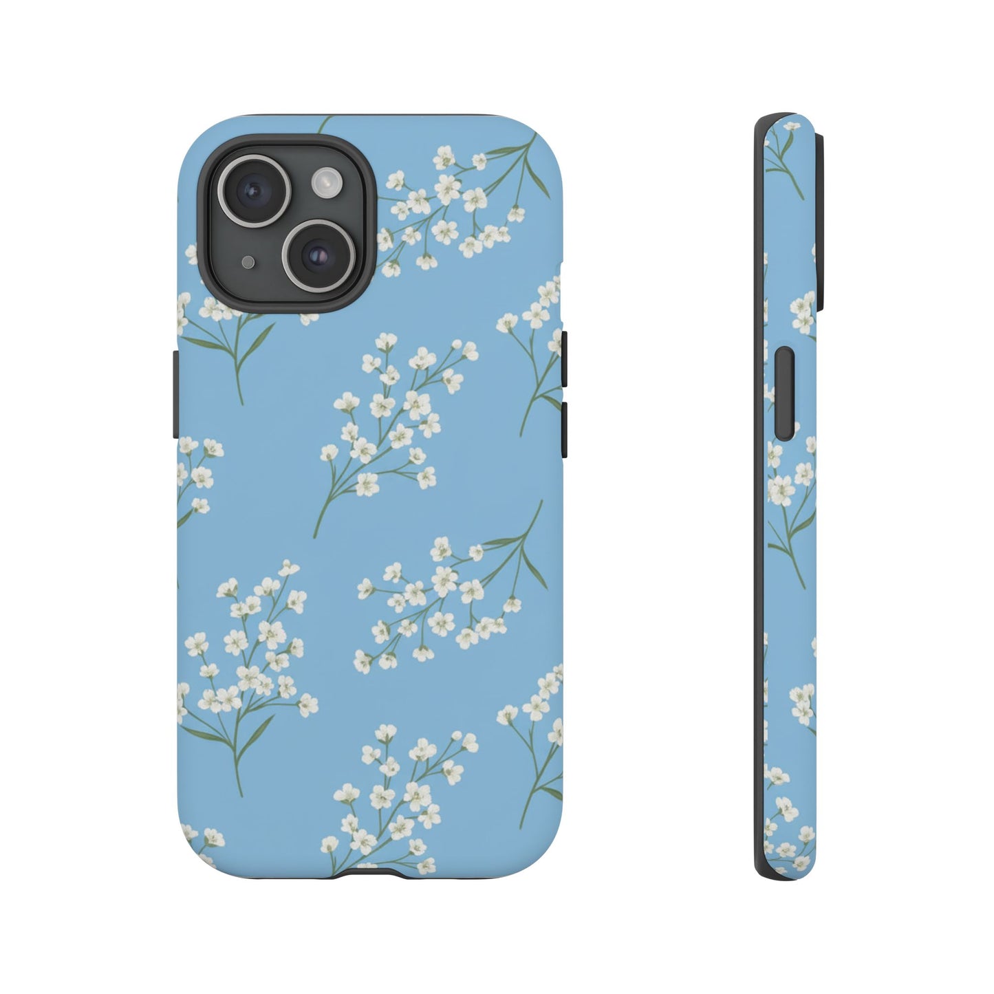 Baby’s Breath Floral Phone Case – Blue Minimal Flower Aesthetic Tough Case