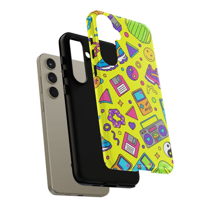 90s Retro Neon Phone Case – Y2K Nostalgia Colorful Icons Tough Protective Case