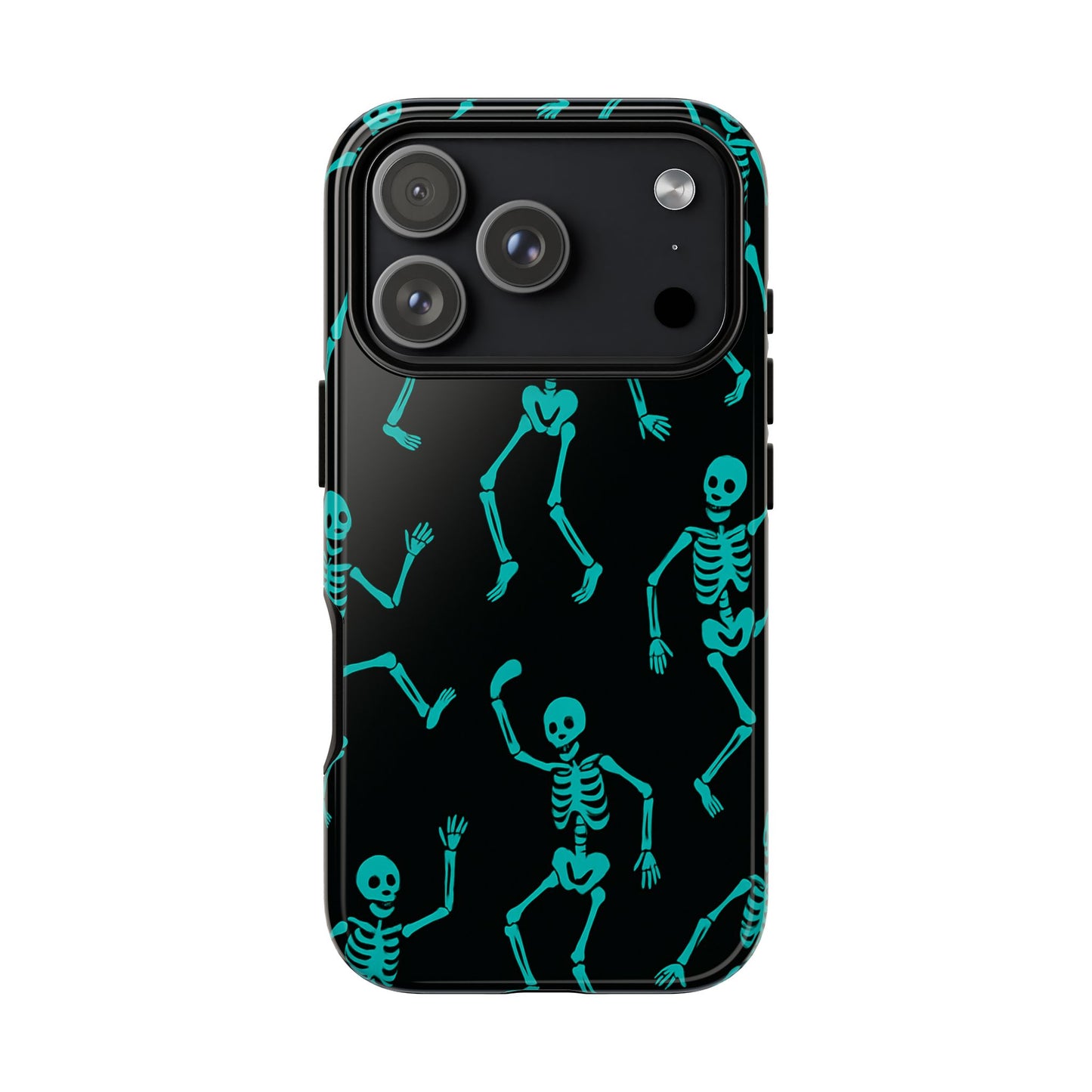 Dancing Teal Skeletons Phone Case | Tough Protective Case for Iphone, Samsung Galaxy and Pixel