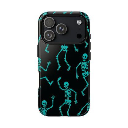 Dancing Teal Skeletons Phone Case | Tough Protective Case for Iphone, Samsung Galaxy and Pixel