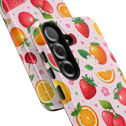 Fruit Phone Case – Tough Shockproof, Strawberry Cherry Citrus Summer Design for Iphone, Samsung Galaxy and Pixel
