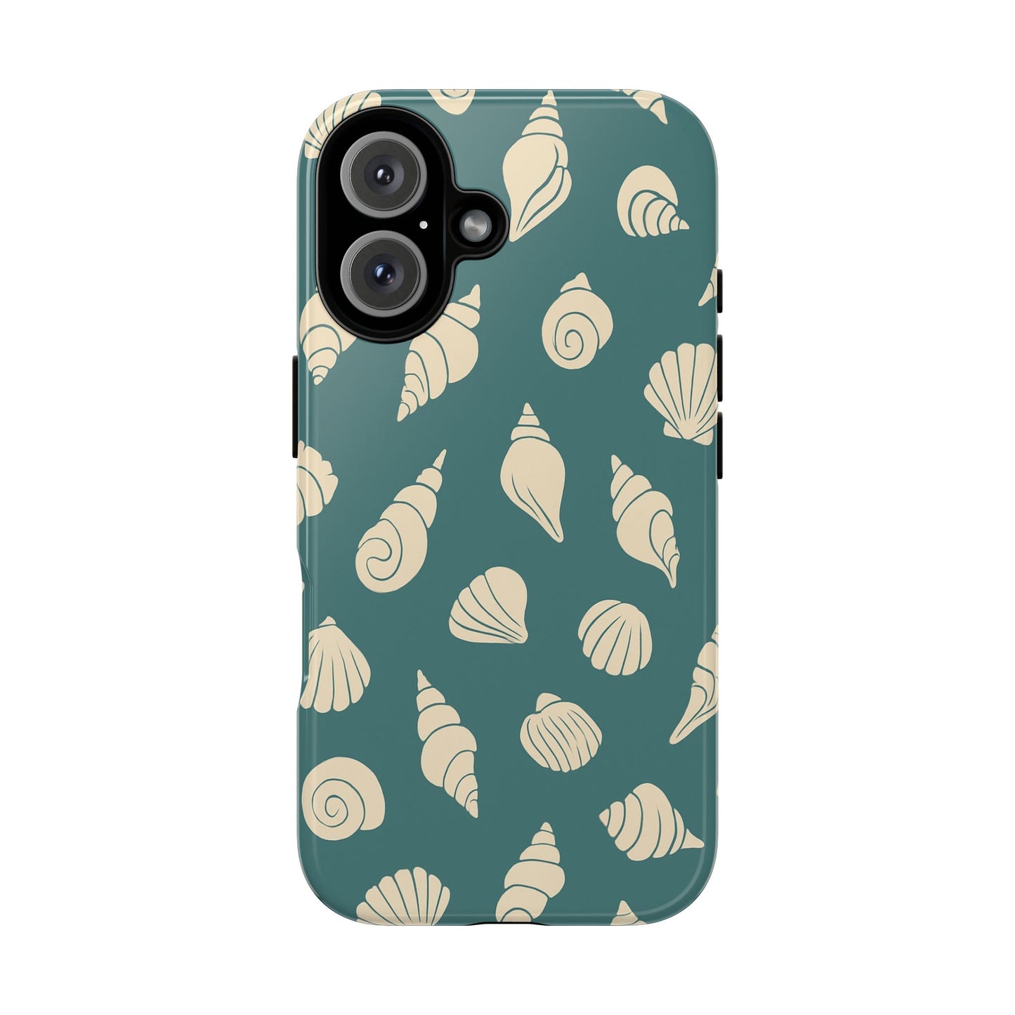 Seashell Pattern Phone Case | Teal Coastal Shells Tough Case for Iphone, Samsung Galaxy and Pixel