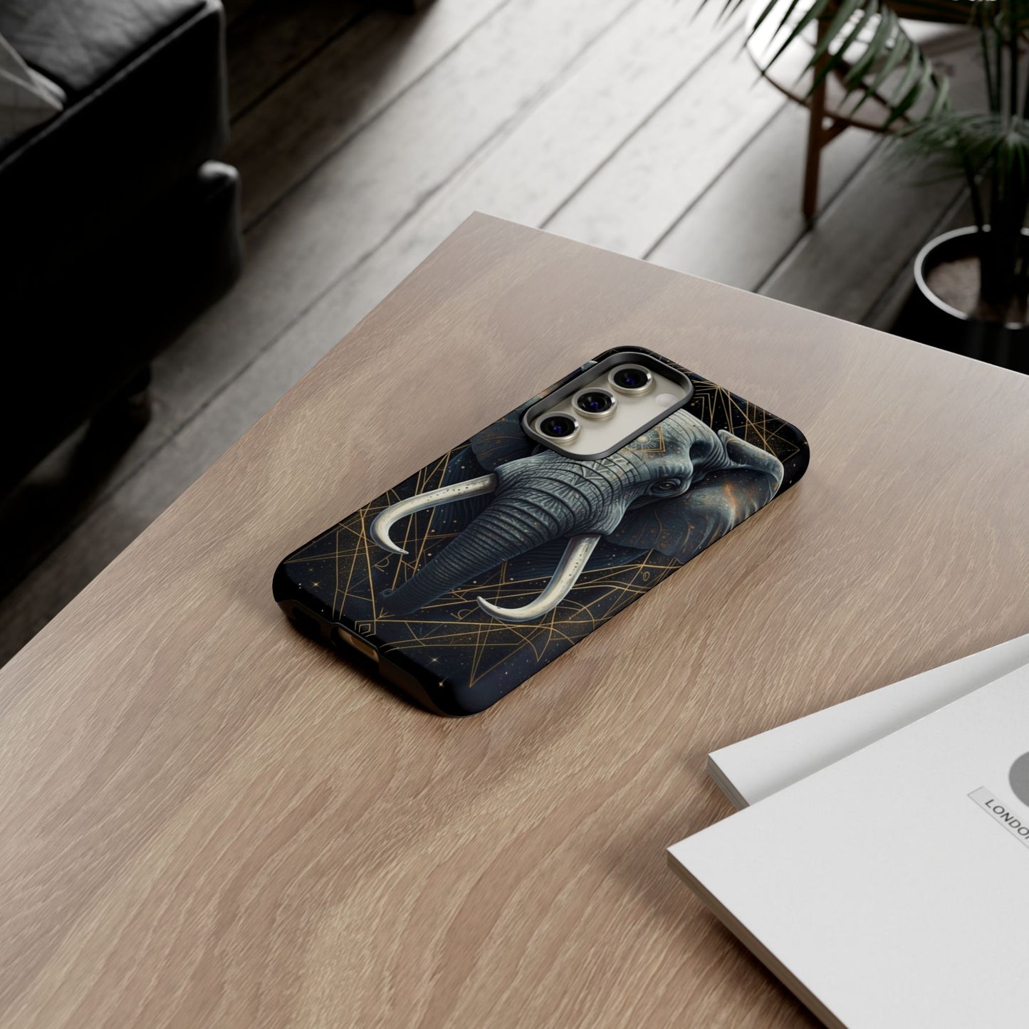 Elephant Mandala Phone Case – Black and Gold Spiritual Elephant Tough Protective Case