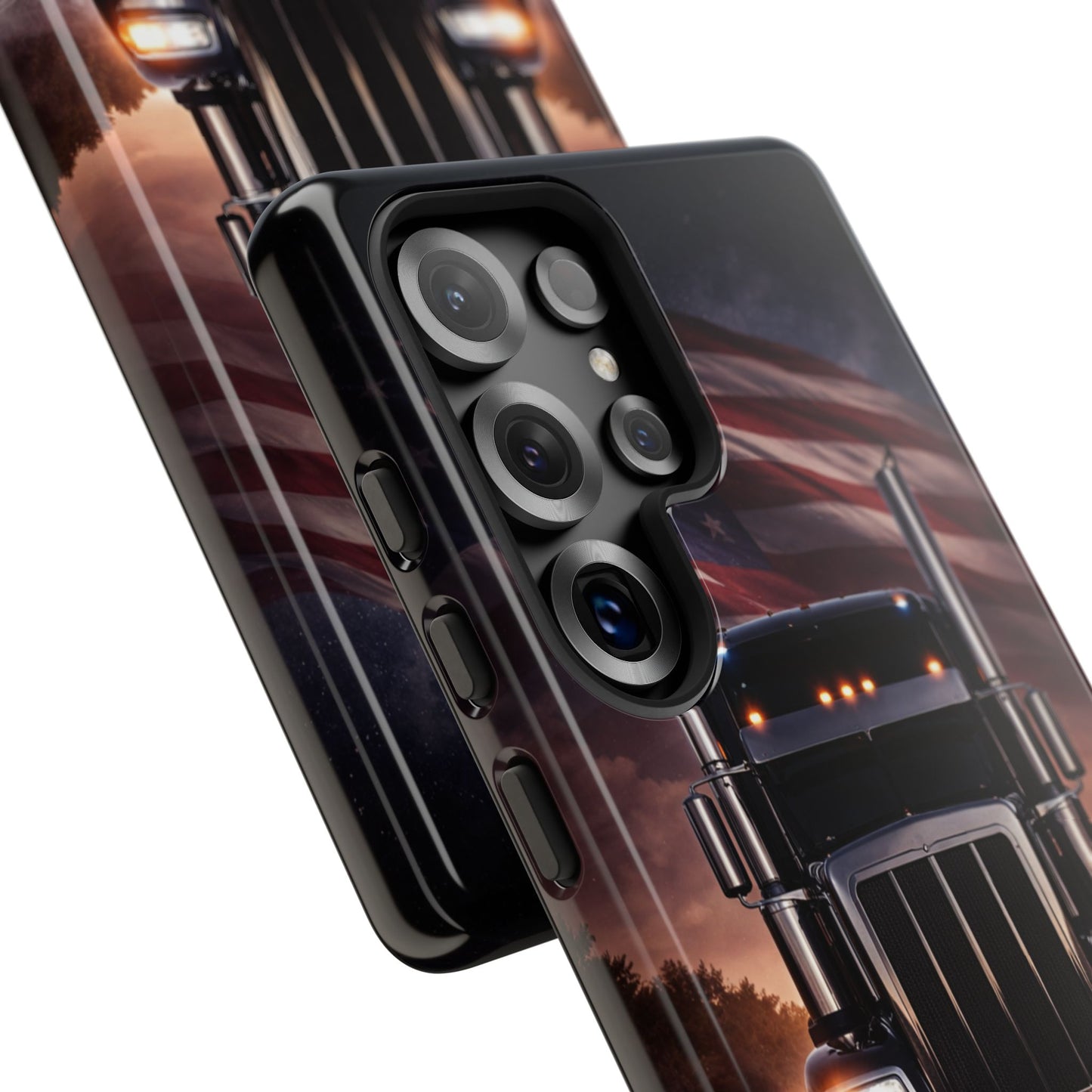Semi Truck Phone Case American Flag Big Rig Trucker Gift iPhone Samsung